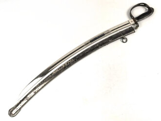 Bayern, Artillerie Extrasäbel für Mannschaften. Tolle Klinge von WK u. C. mit beidseitiger, gebäuter Klingenätzung " Zur Erinnerung an meine Dienstzeit Kgl. Bayr. 10. Feld Artillerie Reg. " Ansonsten eher bescheidener Zustand, gereinigt