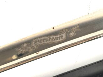 Preußen,  Artillerie Säbel Modell 1848 , Eigentumstück mit sauberer " Eisenhauer" Klinge. Die Scheide original lackiert