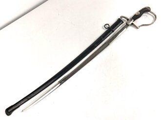 Preußen,  Artillerie Säbel Modell 1848 , Eigentumstück mit sauberer " Eisenhauer" Klinge. Die Scheide original lackiert