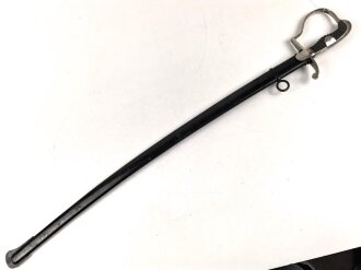 Preußen,  Artillerie Säbel Modell 1848 , Eigentumstück mit sauberer " Eisenhauer" Klinge. Die Scheide original lackiert