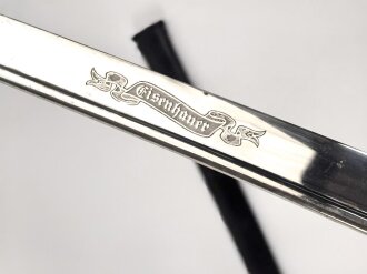 Preußen,  Artillerie Säbel Modell 1848 , Eigentumstück mit sauberer " Eisenhauer" Klinge. Die Scheide original lackiert