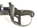 Preußen,  Kavallerie Säbel Modell 1852/ 79. Eigentumstück mit Pfeife, sogenannter "Feldwebelsäbel" Gereinigtes Stück, die Scheide neuzeitlich lackiert