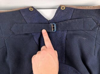 Kaiserreich, dunkelblaue Hose für berittene . Eigentumstück in Offiziersqualität. Getragen, ungereinigt