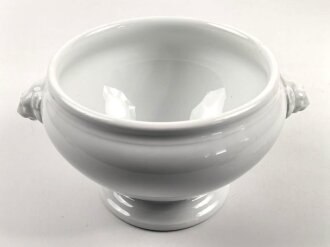 Luftwaffe, Kantinenporzellan große Terrine mit Löwenköpfen, Durchmesser etwa 24cm, Hersteller Heinrich Bavaria 1940. Gebraucht