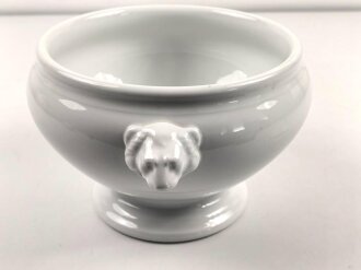 Luftwaffe, Kantinenporzellan große Terrine mit Löwenköpfen, Durchmesser etwa 24cm, Hersteller Heinrich Bavaria 1940. Gebraucht