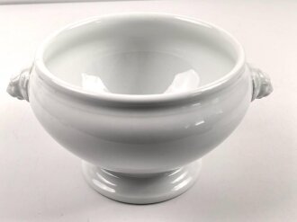 Luftwaffe, Kantinenporzellan große Terrine mit Löwenköpfen, Durchmesser etwa 24cm, Hersteller Heinrich Bavaria 1940. Gebraucht