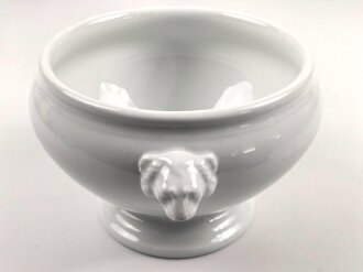 Luftwaffe, Kantinenporzellan große Terrine mit Löwenköpfen, Durchmesser etwa 24cm, Hersteller Heinrich Bavaria 1940. Gebraucht