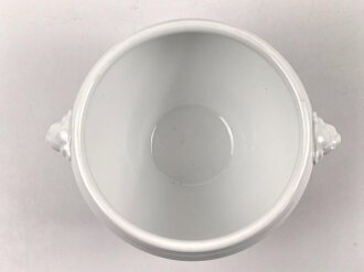 Luftwaffe, Kantinenporzellan große Terrine mit Löwenköpfen, Durchmesser etwa 24cm, Hersteller Heinrich Bavaria 1940. Gebraucht