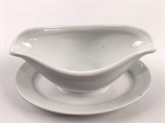 Reichsarbeitsdienst, Kantinenporzellan Sauciere, Hersteller Alb Schönwald 1940. Gesamtlänge 25cm, gebraucht