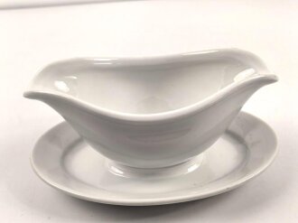 Reichsarbeitsdienst, Kantinenporzellan Sauciere, Hersteller Alb Schönwald 1940. Gesamtlänge 25cm, gebraucht