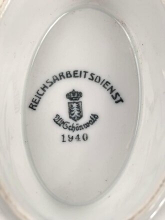 Reichsarbeitsdienst, Kantinenporzellan Sauciere, Hersteller Alb Schönwald 1940. Gesamtlänge 25cm, gebraucht