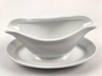 Luftwaffe, Kantinenporzellan Sauciere, Hersteller Bauscher Weiden 1938. Gesamtlänge 25cm, gebraucht