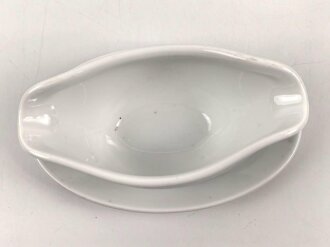 Luftwaffe, Kantinenporzellan Sauciere, Hersteller Bauscher Weiden 1938. Gesamtlänge 25cm, gebraucht