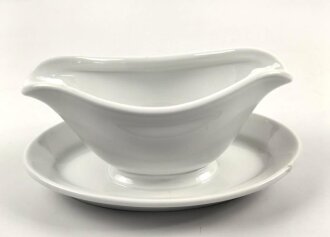Luftwaffe, Kantinenporzellan Sauciere, Hersteller Bauscher Weiden 1938. Gesamtlänge 25cm, gebraucht