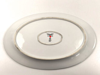 Luftwaffe, Kantinenporzellan, große Vorlegeplatte, Gesamtlänge 41cm, Hersteller Bavaria 1942. Gebraucht