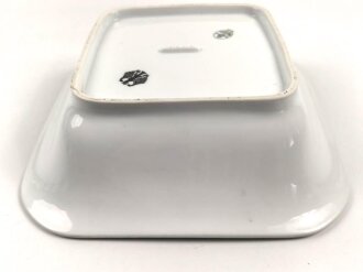 Heer, Kantinenporzellan große, eckige Schale, Kantenlänge 26cm, Hersteller Hutschenreuther Hohenberg Germany 1936. Gebraucht