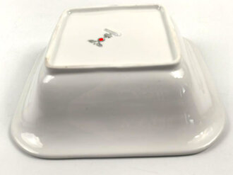 Heer, Kantinenporzellan große, eckige Schale, Kantenlänge 26cm, Hersteller Rosenthal Selb Germany 1942. Gebraucht