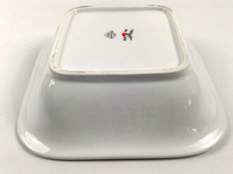 Luftwaffe, Kantinenporzellan große, eckige Schale, Kantenlänge 26cm, Hersteller Krautheim Selb Bavaria 1938. Gebraucht