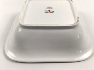 Luftwaffe, Kantinenporzellan große, eckige Schale, Kantenlänge 26cm, Hersteller Krautheim Selb Bavaria 1938. Gebraucht