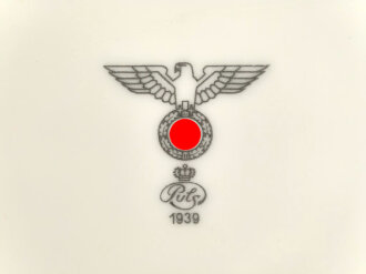 Heer, Kantinenporzellan große, eckige Schale, Kantenlänge 26cm, Hersteller Puls 1939. Gebraucht