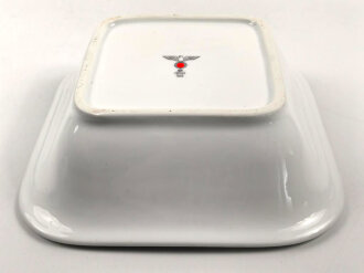 Heer, Kantinenporzellan große, eckige Schale, Kantenlänge 26cm, Hersteller Puls 1939. Gebraucht