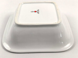 Heer, Kantinenporzellan große, eckige Schale, Kantenlänge 26cm, Hersteller Puls 1939. Gebraucht