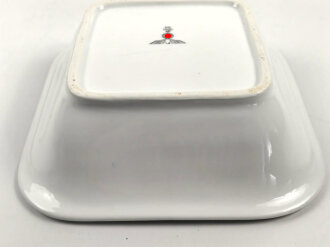 Heer, Kantinenporzellan große, eckige Schale, Kantenlänge 26cm, Hersteller Puls 1939. Gebraucht