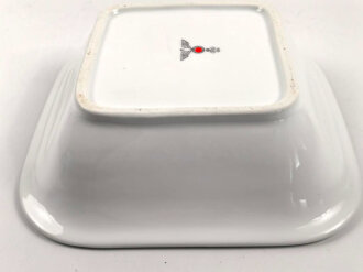 Heer, Kantinenporzellan große, eckige Schale, Kantenlänge 26cm, Hersteller Puls 1939. Gebraucht