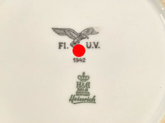 Luftwaffe, Kantinenporzellan tiefe Schale, Durchmesser 21cm, Hersteller H&C Selb Bavaria Germany Heinrich 1942. Gebraucht