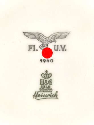 Luftwaffe, Kantinenporzellan tiefe Schale, Durchmesser 21cm, Hersteller H&C Selb Bavaria Germany Heinrich 1940. Gebraucht