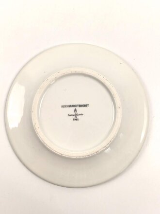 Reichsarbeitsdienst, Kantinenporzellan flacher Teller, Hersteller Kaestner Saxonia 1941. Durchmesser 23cm, gebraucht