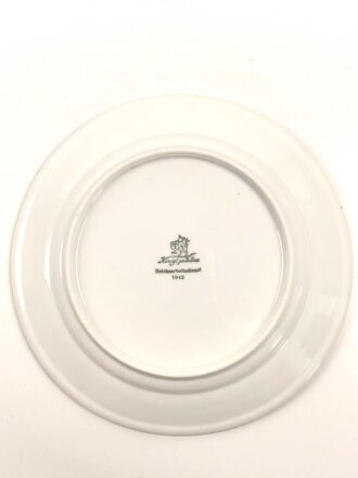 Reichsarbeitsdienst, Kantinenporzellan flacher Teller, Hersteller Köngl. pr. Tettau 1942. Durchmesser 23cm, gebraucht
