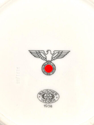 Heer, Kantinenporzellan Suppenteller, Hersteller Bauscher Weiden 1938. Durchmesser 23cm, gebraucht