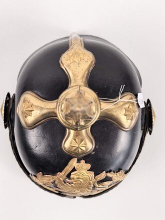 Hessen, Pickelhaube für Offiziere . Neuzeitliche Sammleranfertigung, Kopfgrösse gemessen 58