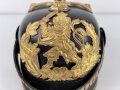 Hessen, Pickelhaube für Offiziere . Neuzeitliche Sammleranfertigung, Kopfgrösse gemessen 58