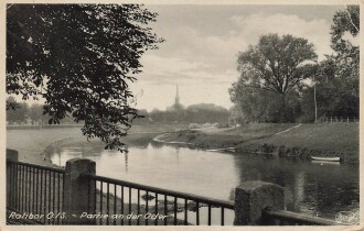 Ansichtskarte "Ratibor O./S. - Partie an der Oder" datiert 1943