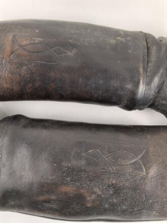 Paar Stiefel für Unteroffiziere der Wehrmacht. Stark getragenes Eigentumspaar, Sohlenlänge knapp über 30cm. Ungereinigt