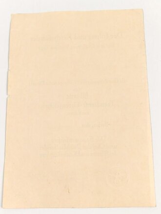 Verleihungsurkunde zum Treudienst Ehrenzeichen für 25 Jahre, ausgbestellt auf einen Oberpostschaffner in Winnweiler. DIN A4