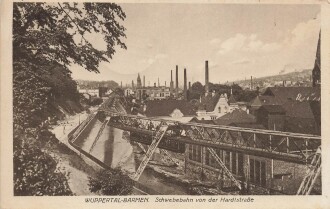 Ansichtskarte "Wuppertal-Barmen - Schwebebahn von der Hardtstraße"