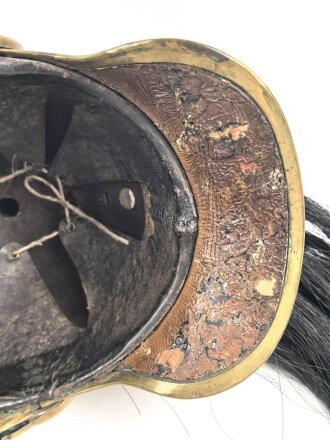 Frankreich , Helm für Dragoner Modell 1874. In allen Teilen originales Stück, zusammengehörig, Kopfgröße 57