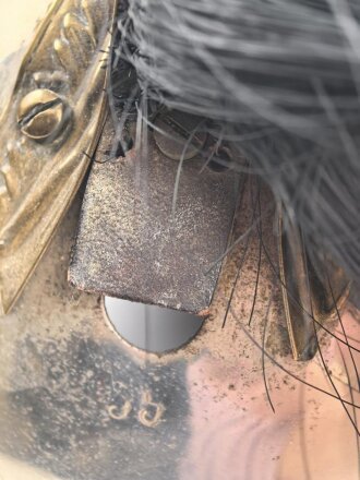 Frankreich , Helm für Dragoner Modell 1874. In allen Teilen originales Stück, zusammengehörig, Kopfgröße 57