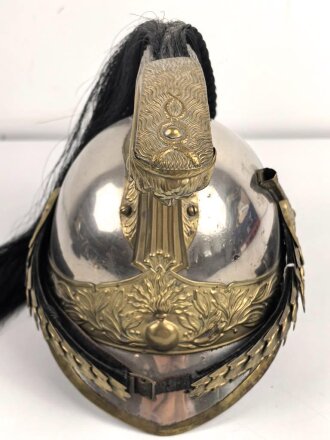 Frankreich , Helm für Dragoner Modell 1874. In allen Teilen originales Stück, zusammengehörig, Kopfgröße 57