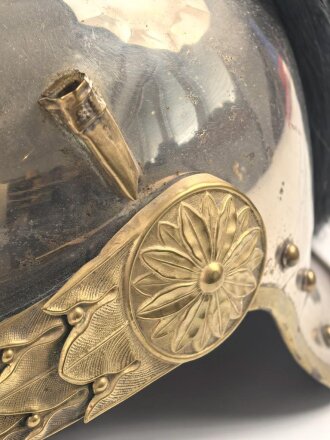 Frankreich , Helm für Dragoner Modell 1874. In allen Teilen originales Stück, zusammengehörig