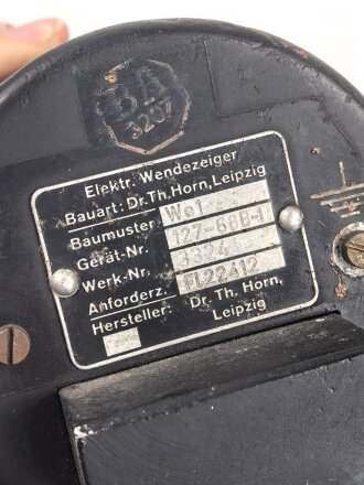 Luftwaffe elektrischer Wendezeiger Fl 22412, verbaut u.a. in Ju88 und Heinkel He 162. Funktion nicht geprüft