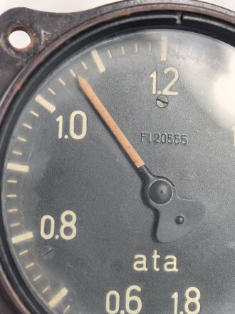 Luftwaffe, Ladedruckmesser FL 20555, Funktion nicht geprüft, verbaut u.a. in ME109 und Ju88
