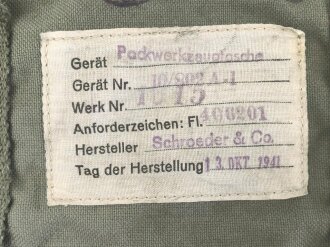 Luftwaffe Packwerkzeugtasche Fl 406201, Hersteller Schroeder & Co 1941, guter Zustand
