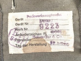 Luftwaffe Packwerkzeugtasche Fl 406201, Hersteller Schroeder & Co 1941, defekt