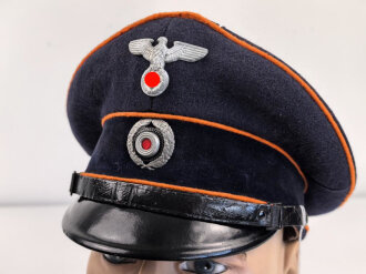 Schirmmütze für Angehörige "Deutsche Reichspost"  leichter Mottenschaden, Kopfgröße gemessen 55
