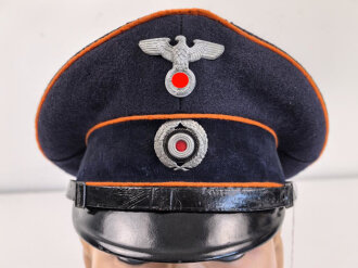 Schirmmütze für Angehörige "Deutsche Reichspost"  leichter Mottenschaden, Kopfgröße gemessen 55