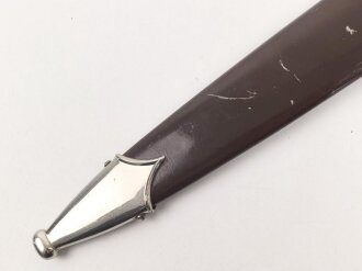 Dienstdolch Modell 1933 für Angehörige der SA. Späte Fertigung RZM M7/36 für E. & F. Hörster, Solingen. Zusammengehöriges Stück in gutem Gesamtzustand